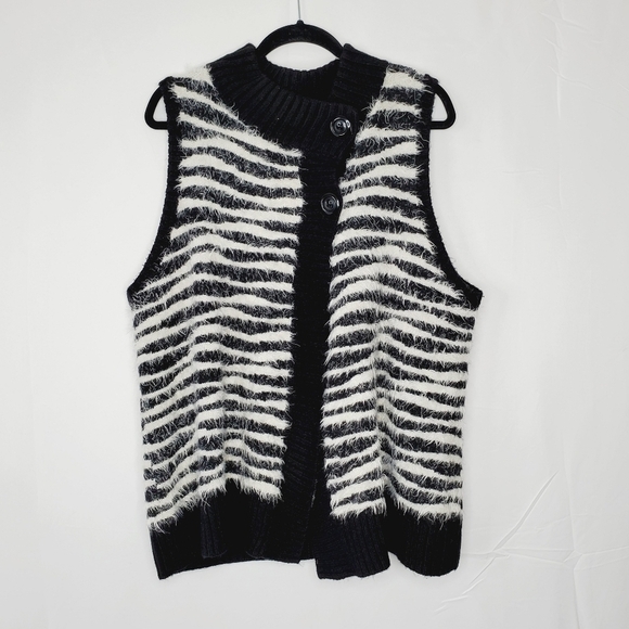 Chico's Wool Mohair Blend Knit Vest Size 3 (XL/16) Sleeveless Sweater Cardigan - Picture 8 of 11